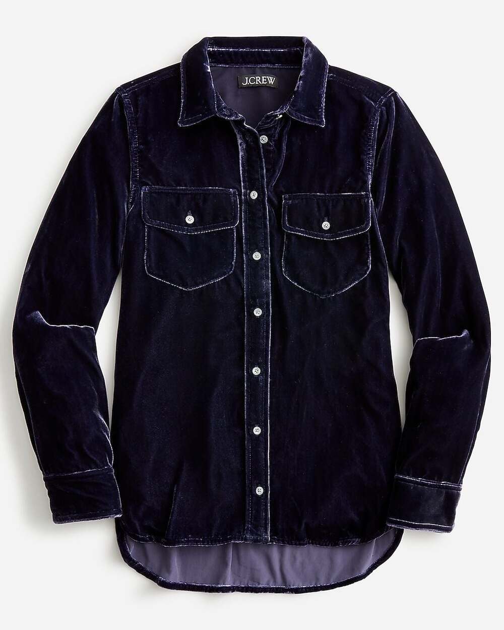 J.Crew Classic Velvet Button-Down Shirt Midnight Blue Size 6